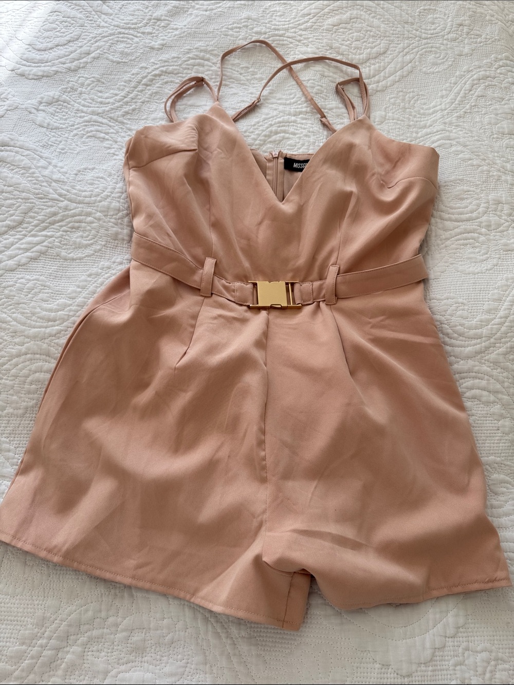 Missguided Blush Pink Belted Romper